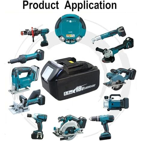 TEETOK 18V 5.5Ah Akku Kompatibel mit Makita-Akku Ersatzbatterie mit LED-Bildschirm BL1850 BL1840 BL1860 LXT & DC18RC Ersatz-Ladegerät 14.4V - 18V  2 x Akkus und 1 x Ladegerät