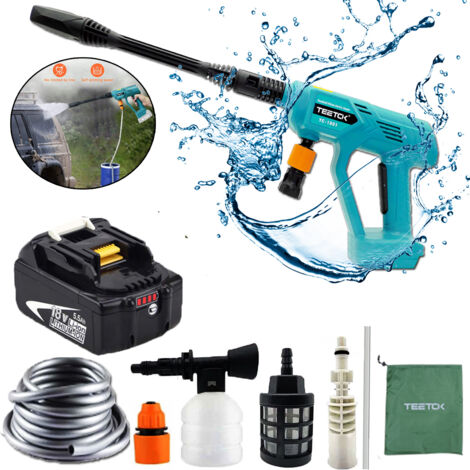 Akku-Hochdruckreiniger Jet-Reiniger,Autowäsche Hochdruck-Sprühwasserpistole + 5,5 Ah Batterie, Kompatibel mit Makita-Akku(nicht im Lieferumfang enthaltenes Ladegerät)