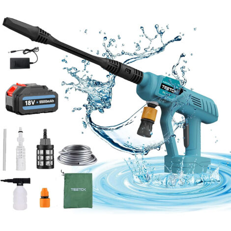 Akku-Hochdruckreiniger, tragbarer kabelloser Auto-Hochdruckreiniger, Wasserstrahl-Reinigungspistole + 5,5-A-Akku + Ladegerät – kompatibel mit Makita-Akku.