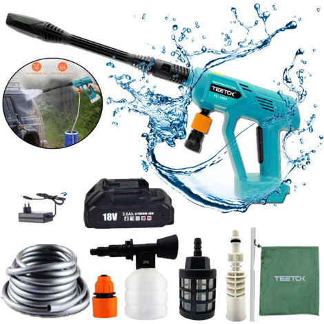 Akku-Hochdruckreiniger, 435 PSI tragbarer Hochdruckreiniger mit Zubehör, bürstenlos, mit 5m Wasserschlauch, zum Reinigen von Terrasse, Auto, Garten, Bewässerung, mit 3.0ah Akku und Ladegerät,Kompatibe