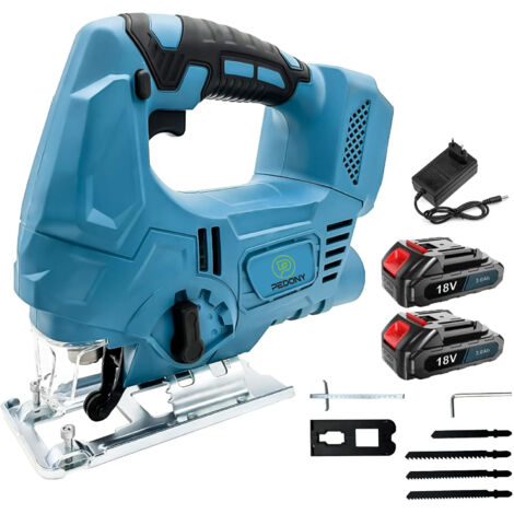 Puzzle Säge, elektrisch versiegelte Akku-Schneidemaschine 4-Gang 45°-Pendel, geeignet für Holz und Metall, ausgestattet mit 2x 5.5A Akku und Ladegerät, kompatibel mit Makita Batterien