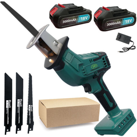 Sägeblatt, Akku-Sägeblatt, Sägeblatt mit variabler Geschwindigkeit, 4-Klingen zum Schneiden von Metall-PVC-Rohren+2 5.5A Batterien+Ladegerät, kompatibel mit Makita Batterien
