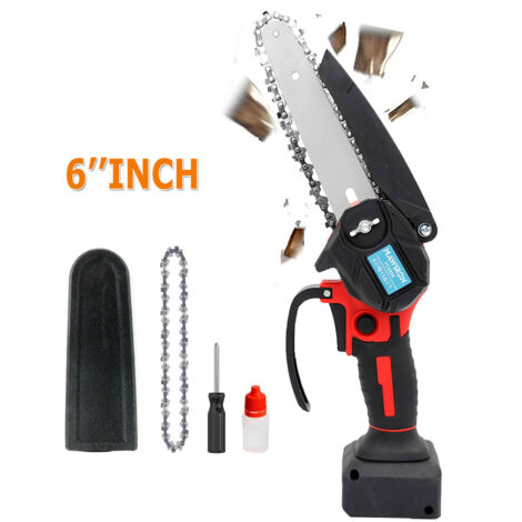 Elektrische Kettensägen, Akku-Kettensäge, Mini-Kettensäge 6 Zoll Einhandsäge Holzschneider 2 Ketten, zum Astschneiden (ohne Akku), kompatibel mit Einhell-Akku