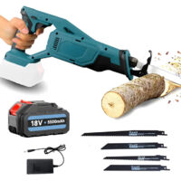 Sägeblatt, Akku-Sägeblatt, Säbelsägeblatt, 4x Blatt, verwendet für Holz Kunststoff und Metall, 5500mAh Batterie und Ladegerät, kompatibel mit Makita Batterie