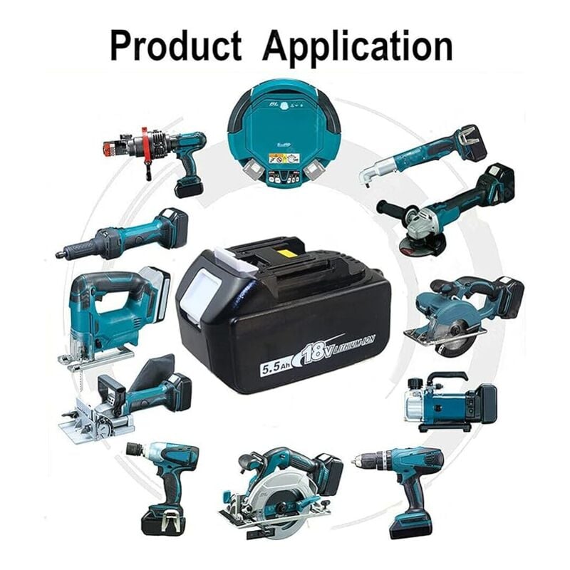 Batteria Makita 18V 5500mAh - Ricambio Compatibile Con BL1860, BL1855, Con Indicatore LED - Foto 6