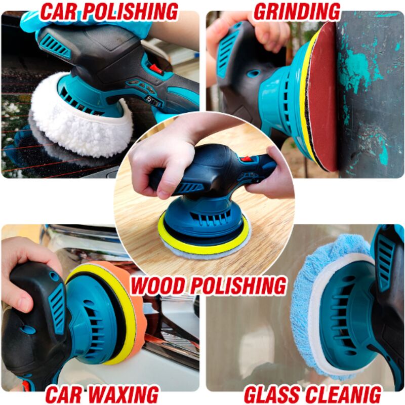 Lucidatrice Auto A Batteria Per Makita | 9500 Giri/min, 6 Velocità | D-Maniglia Ergonomica | Per Auto, Barche E Legno - Foto 9