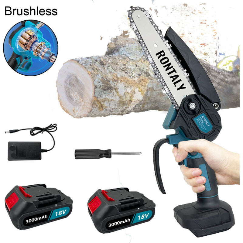 Mini Motosega Elettrica A Batteria 800W - Per Potatura E Taglio Legno, Con 2 Batterie E Accessori