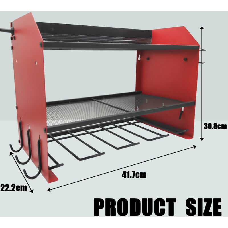 Organizer Da Parete Per Utensili Elettrici Con Stazione Di Ricarica - Supporto Per 8 Trapani, 4 Livelli, Capacità 90 Kg - 6 Prese Multiple, Cavo 1,5m - Per Garage E Officina