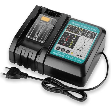 Caricabatterie di ricambio 14,4 V  18 V DC18RC ,Compatibile con la batteria Makita 14,4 V  18 V BL1860 BL1850 BL1840 BL1830 BL1820 BL1815 BL18200B ecc. Con protezione di sicurezza e promemoria musical