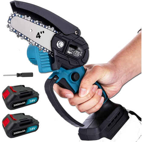 Mini Motosega A Batteria 21V - 4 Pollici, Leggera, Con 2 Batterie E Luce LED, Per Giardinaggio - Foto 5