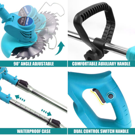 Decespugliatore A Batteria 21V 3-in-1 - Con 2 Batterie 2Ah, Lama Metallo E Asta Telescopica, Verde - Foto 5