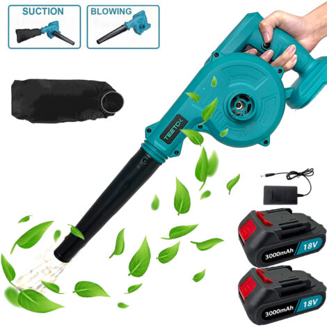 Soffiatori e aspiratori elettrici,, 2 su 1 velo d'aria a cordone , per foglia di polvere di neve da giardino +2x 3,0a batteria +caricabatterie , compatibile con la batteria Makita