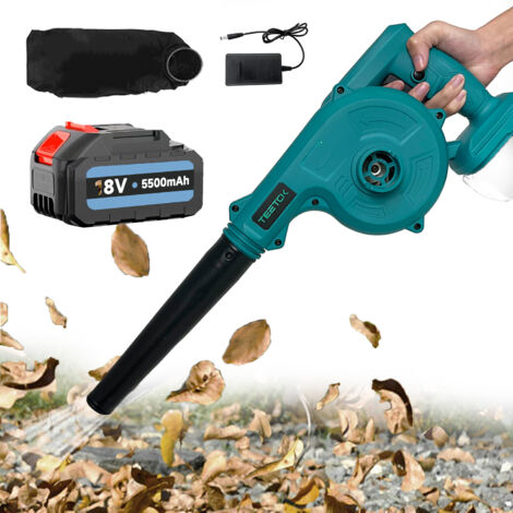 Soffiatori e aspiratori elettrici per foglie, pulitore senza fili 2 in 1, per foglie, neve, auto, rimozione della polvere +2 batteria da 5,5 A + caricabatterie rapido, compatibile con batteria Makita