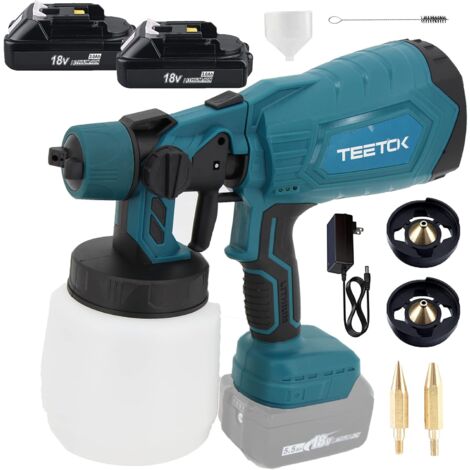 Sistema di verniciatura a spruzzo a batteria,con batteria 2x3000mAh e caricabatterie,Compatibile con la batteria Makita, pistola a spruzzo , spruzzatore contenitore rimovibile da 1000 ml