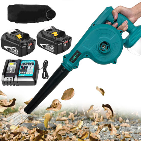 Soffiatori e aspiratori elettrici, pulitore a cordone 2 in 1 , per foglia, neve, auto, compensazione della polvere +batteria da 5,5A 2x +caricabatterie DC18RC , compatibile con la batteria Makita
