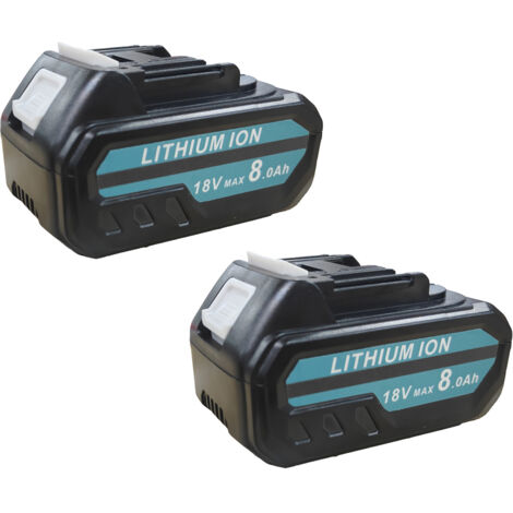2 batterie agli ioni di litio 18V 8,0Ah, batteria di ricambio per batteria Makita 18V agli ioni di litio con indicatore LED, compatibile con utensili elettrici a batteria Makita 18V e caricabatterie