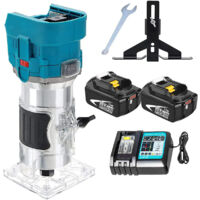 Router di rifinitura, utensile per fresatura senza fili Brushless da 850 W, rifinitore per legno palmare da 1/4" a 6 velocità +2 batteria 5,5 A + caricabatterie DC18RC, compatibile con batteria Makita