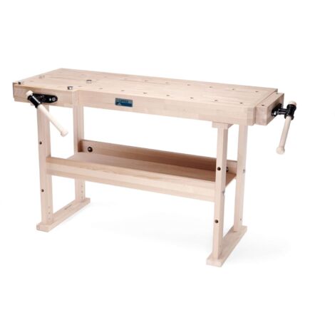 Kupper – Établi de menuisier A1500 – Bois de hêtre lamellé-collé – Dimensions 1500x650x850mm – Charge max 350kg – 2 pinces de serrage, 4 pinces de fixation