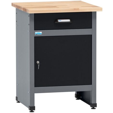 Établi Küpper 12399, largeur 60 cm, 1 tiroir, 1 porte, charge maximale 300 kg, plan de travail en hêtre massif 30 mm