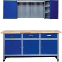 Kupper – Établi-set 704217 170 x 60 x 84 cm – Élément haut 160 x 60 x 20 cm – 3 tiroirs et 3 portes – Pour espaces de travail organisés