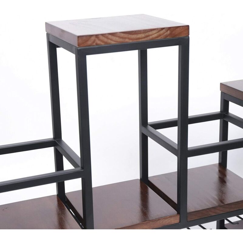 RELAX4LIFE Weinregal Aus Kiefernholz – Für 20 Flaschen + Glashalter, 42x24,5x96 Cm, Schwarz, Mit Ablagefläche