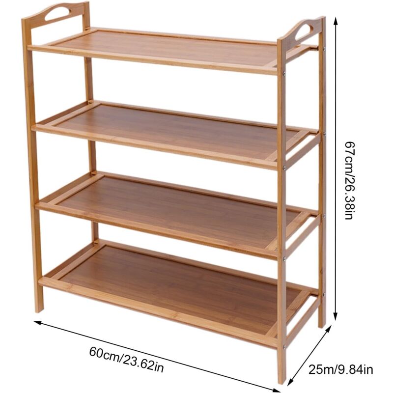 Bambus Standregal 60 cm Breit - 70 25 67 Badregal - Regal Holz fr Kche  Badezimmer Schrank Balkon - Badmbel Schuhregal Kchenregal Stehend -  Handtuch Wandregal - Kchen Organizer