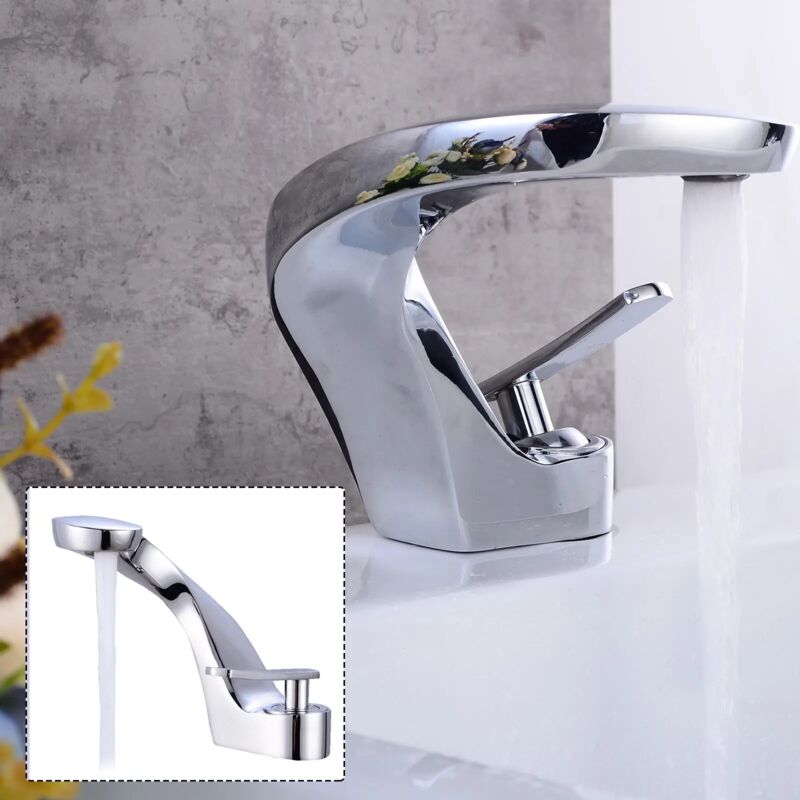 Moderne Waschtisch-Armatur In Chrom - Wasserfall-Design, Einhebelig, Für Waschbecken Im Badezimmer