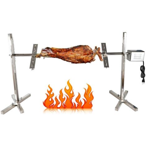 220V 53 Zoll BBQ Rotisserie Elektrisch Spanferkelgrill Lammgrill Grill Grillwagen Barbecue Smoker Grillspieß Drehspieß Drehspiess Edelstahl