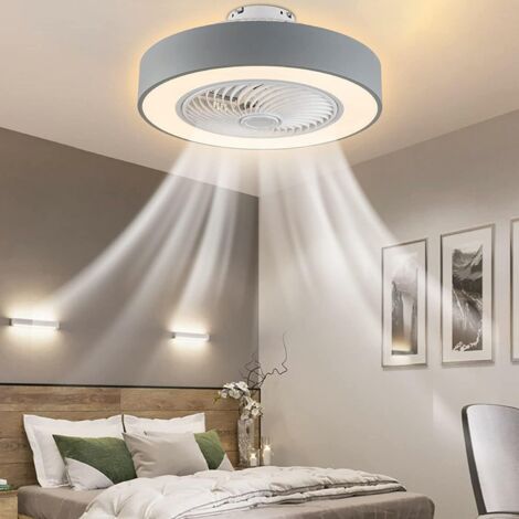 Deckenventilator mit Licht, 22'' Kreisförmige Kronleuchter Deckenventilator LED Deckenleuchte Leise Ventilator Pendelleuchte 3 Farben Beleuchtungsmodi Für Wohnimmer Schlafzimmer