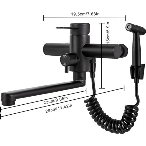 Wandmontage Küchenarmatur Mit Spritzpistole – 304 Edelstahl, 360° Schwenkbar, Einhebelmischer, Chrom