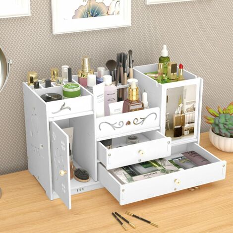 Kosmetische Aufbewahrungsbox Kosmetikbox Make Up Organizer mit Schubladen Weiß (1/5)