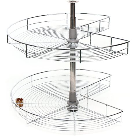 2 Etagen Karussell Schrank 270° Drehkorb Höhenverstellbares 56.5-79 cm Drehteller Organizer für Küchen Schrank Drehbares Gewürzregal Organizer