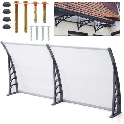 Vordach für Eingangstür - Aluminium-Vordach 120cm/150cm/200cm Vordach Haustür Überdachung Pultvordach Haustürvordach Wetterfest Überdachung Haustür aus Aluminium und Polycarbonat (200cm)