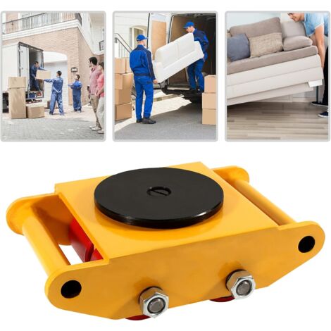 360° Drehung 6 Ton Hochwertige Schwerlast Schwerlastrollen Transportfahrwerk Panzerrollen Fahrwerk Rollen Transportrolle Maschine Transporthilfe (Gelb) (1/5)