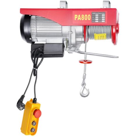 Elektrische Seilwinde, 800kg Elektrischer Seilzug Flaschenzug Kran Hub Seilzug Motorwinde Seilhebezug Mit Fernbedienung Hebehöhe bis 12 m Seilaufzug (800kg) (1/5)