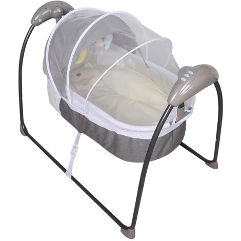 Elektrisch Babywiege,Babybett Elektrische Baby Wiege Automatischer Schaukel Intelligenter Bluetooth Schaukelwiege Mit Fernbedienung Für Babys Zwischen 0 Und 12 Monaten (Grau)