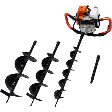 52cc Thermischer Erdbohrer Benzin Bohren Boden 2-Takt +4„ 6“ 8 „ Bohrkronen Leistungsstarker, kraftvoller Motor, Werkzeug für die Gartenarbeit