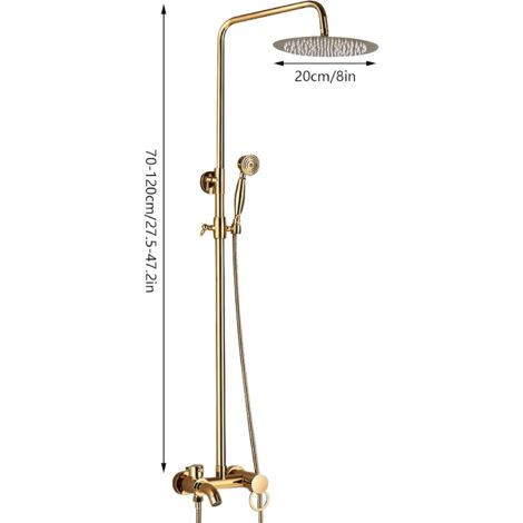 JAYEUW Duschsystem Mit 20cm Regenbrause & Handbrause – Höhenverstellbar In Gold