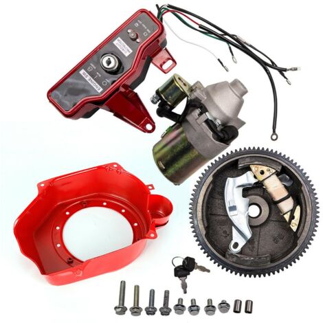 Anlasser Elektrostart-starter-kit, Elektrostart Kit Für Honda GX160 5,5PS GX200 6,5 PS, Schwungrad Starter Motor Schlüsselschalter Motoren und Generatoren mit Anlasser Magnet