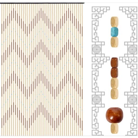 Holzperlenvorhang, 90x200 cm 31 Stränge Holzperlenv Türvorhang Perlenvorhang Raumteiler Insektenschutz Vorhang Fadenvorhang für Schlafzimmer Wohnzimmer Türen Fenster