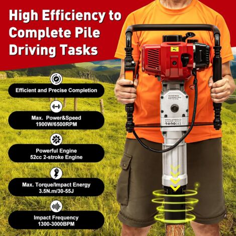 HUOMMGS Benzin Pfahlramme 32,7CC - Leistungsstark Für Zaunbau & Mehr