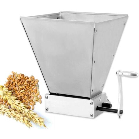 Getreidebrecher Edelstahl Getreidemühle Malzmühle Schrotmühle mit 2 verstellbaren Edelstahlwalzen Handmühle für Das Brauen Von Gerste, Weizen, Malz
