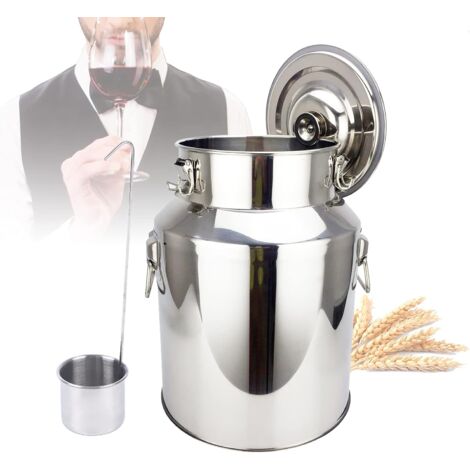 201 Edelstahl Milchkanne Auslaufsicherer Deckel Milchkrug Transportkanne Edelstahlbehälter mit Silikondichtung für Wein,Öl, Saft Behälter (18L)