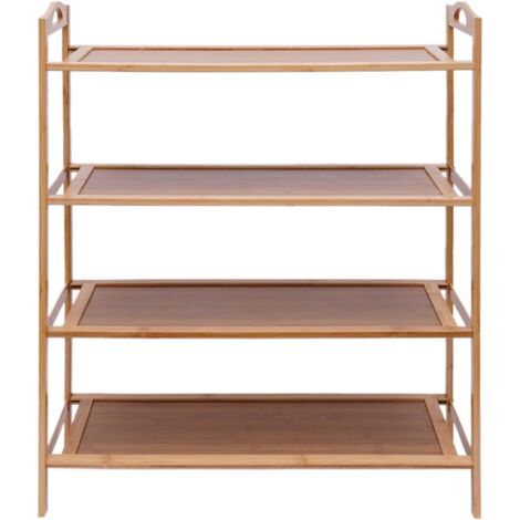 Bambus Standregal 60 cm Breit - 70 25 67 Badregal - Regal Holz für Küche Badezimmer Schrank Balkon - Badmöbel Schuhregal Küchenregal Stehend - Handtuch Wandregal - Küchen Organizer