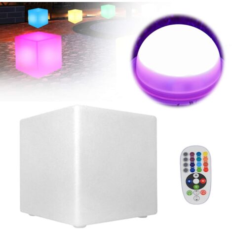 Leuchtwürfel Led Würfel Beistelltisch Leucht Sitzwürfel Gartenleuchte Design Cube Farbwechsel Bunt Dimmbar Fernbedienung Wasserdicht für Innen und Außen (30 x 30 x 30 cm)