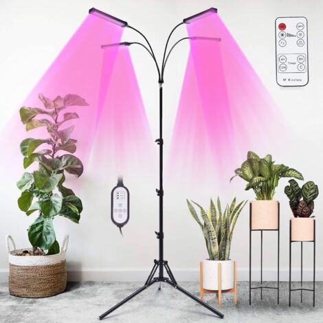 Pflanzenlampe LED 4 Kopf Pflanzenlicht 420 LEDs Grow Light mit 4/8/12 Auto-Timer Pflanzenleuchte 3 Lichtmodi Einstellbar Wachsen licht Vollspektrum für Indoor-Gartenpflanzen