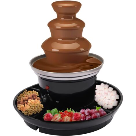 Schokobrunnen Dreifach Schokoladenbrunnen Maschine Schwarz Lektrische LebensmittelerwäRmung Edelstahl Schokoladen Fondue Brunnen Tier Party Mit Obst Teller FüR Geburtstag Hochzeit Feier