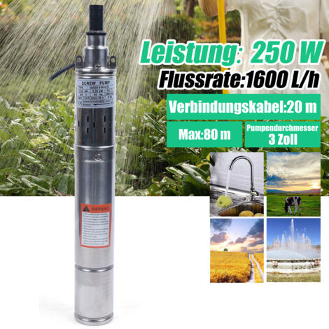 3 Zoll Brunnenpumpe Tiefbrunnenpumpe Sandverträglich 0.25 kW 1600 L/h Pumpe