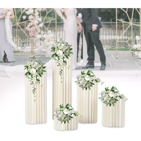 3-tlg Blumenständer Aus Pappe 40/60/80cm - Klappbare Vasen Für Hochzeitsdekoration
