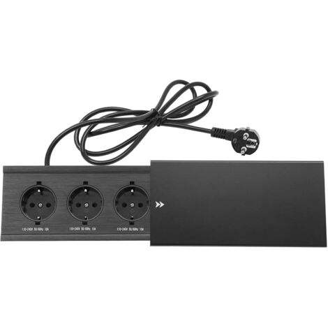 3er Steckdose Schwarz EINBAUSTECKDOSE TISCHSTECKDOSE WAND 3-Fach Wand Küche Versenkbar Aluminium 314543577778 Schuko Steckdose Mit Schalter